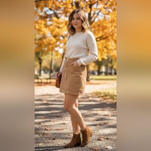 Faded Glory Light Brown Corduroy Mini Skirt